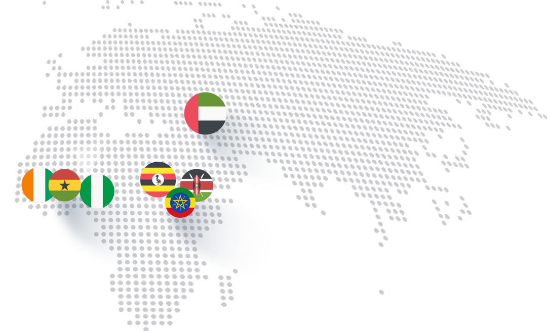 Map highlighting active countries