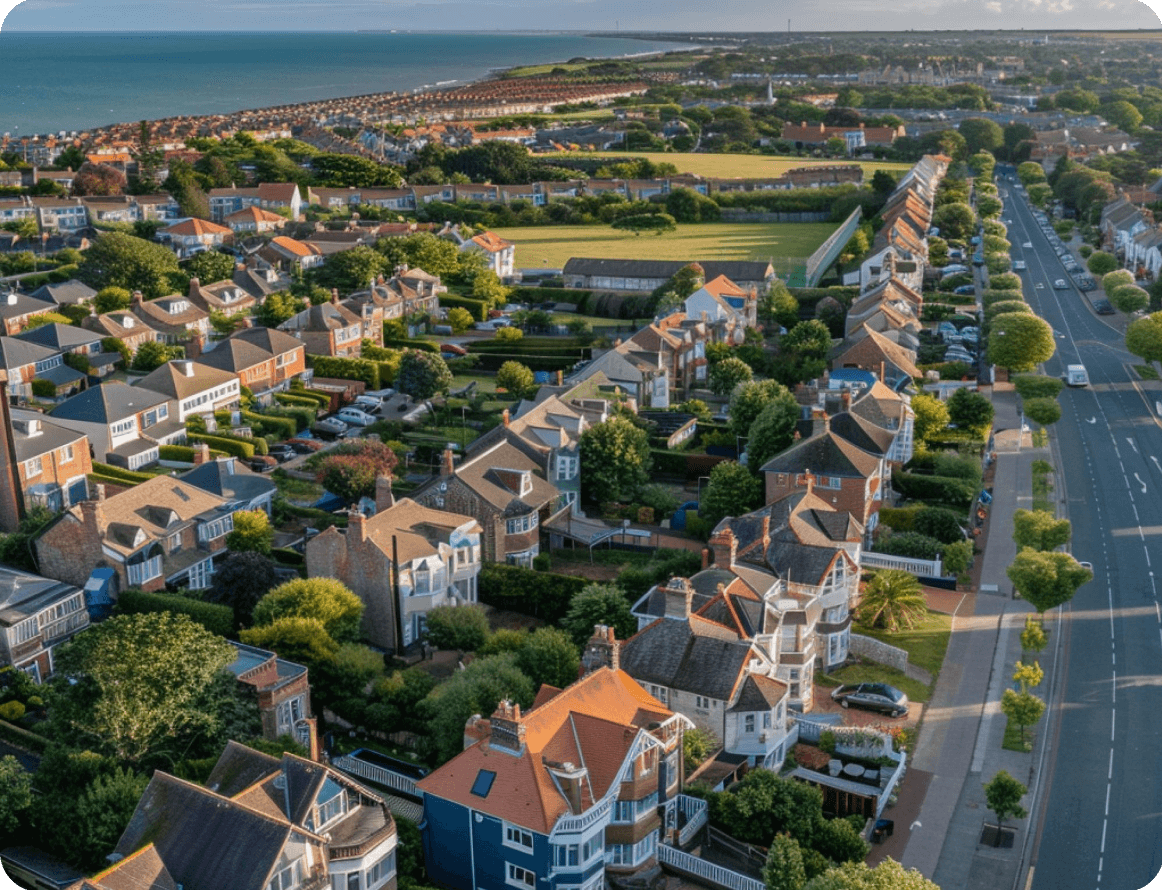 Aerial view of a community